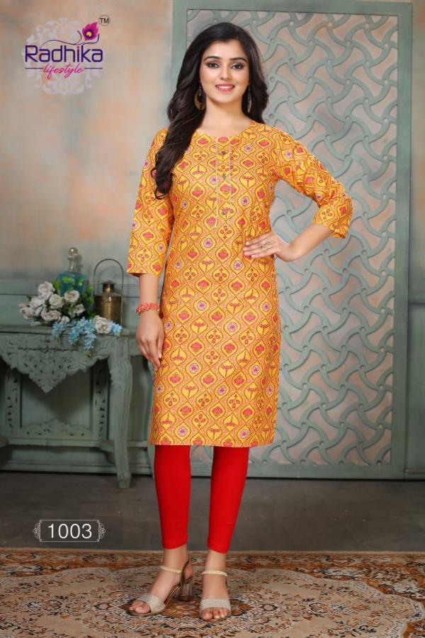 Radhika Traditional 1 Fancy Cotton Printed Casual Wear Kurti 